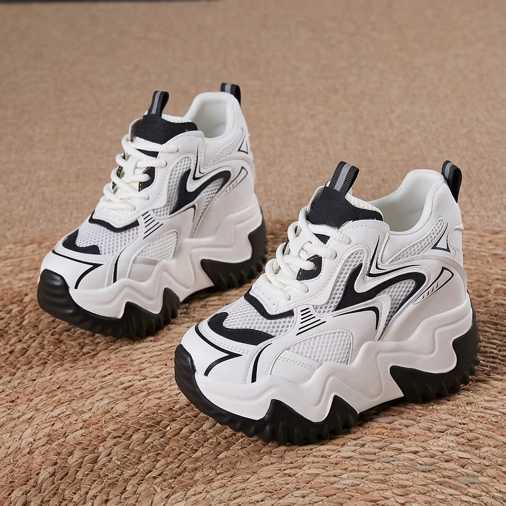 Chunky Mesh-Sneaker mit Schnürung für Damen-Footwear for women-Alpenkind
