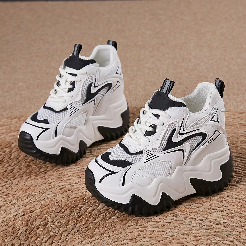 Chunky Mesh-Sneaker mit Schnürung für Damen-Footwear for women-Alpenkind