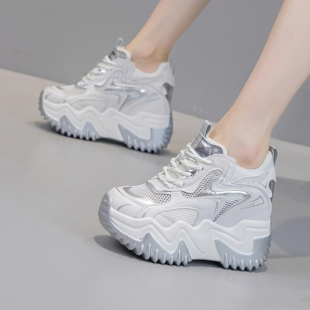 Chunky Mesh-Sneaker mit Schnürung für Damen-Footwear for women-Alpenkind