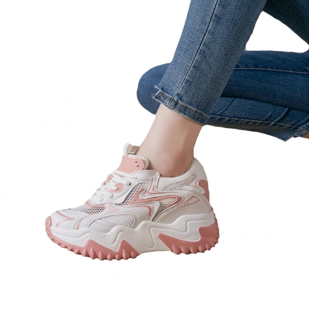 Chunky Mesh-Sneaker mit Schnürung für Damen-Footwear for women-Alpenkind