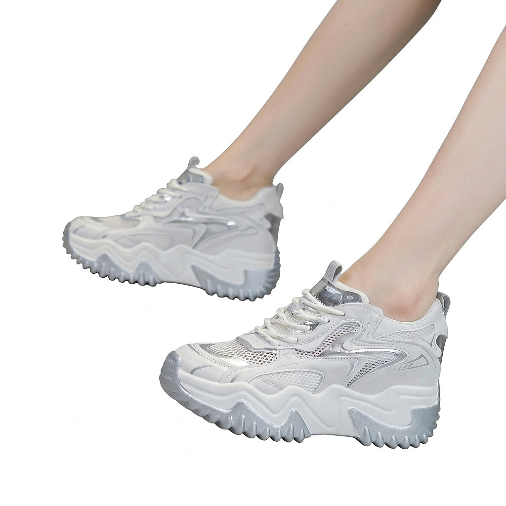 Chunky Mesh-Sneaker mit Schnürung für Damen-Footwear for women-Alpenkind