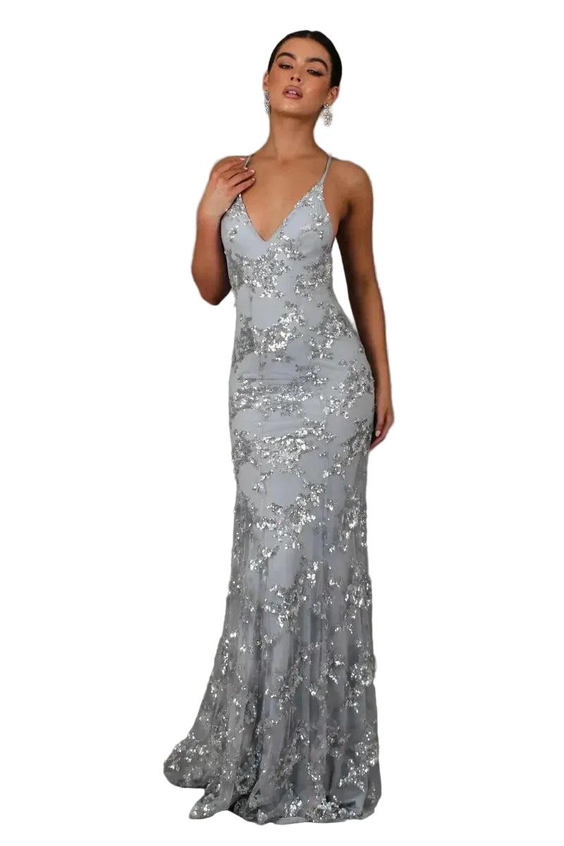 Damen Abendkleid in Bodenlänge mit schmalen Trägern-Midi Dress-Alpenkind