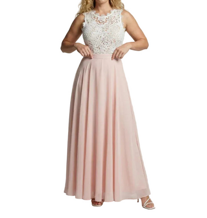 Damen Ärmelloses Maxikleid mit Spitzenoberteil und langem Rock-Maxi Dress-Alpenkind