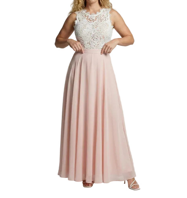 Damen Ärmelloses Maxikleid mit Spitzenoberteil und langem Rock-Maxi Dress-Alpenkind