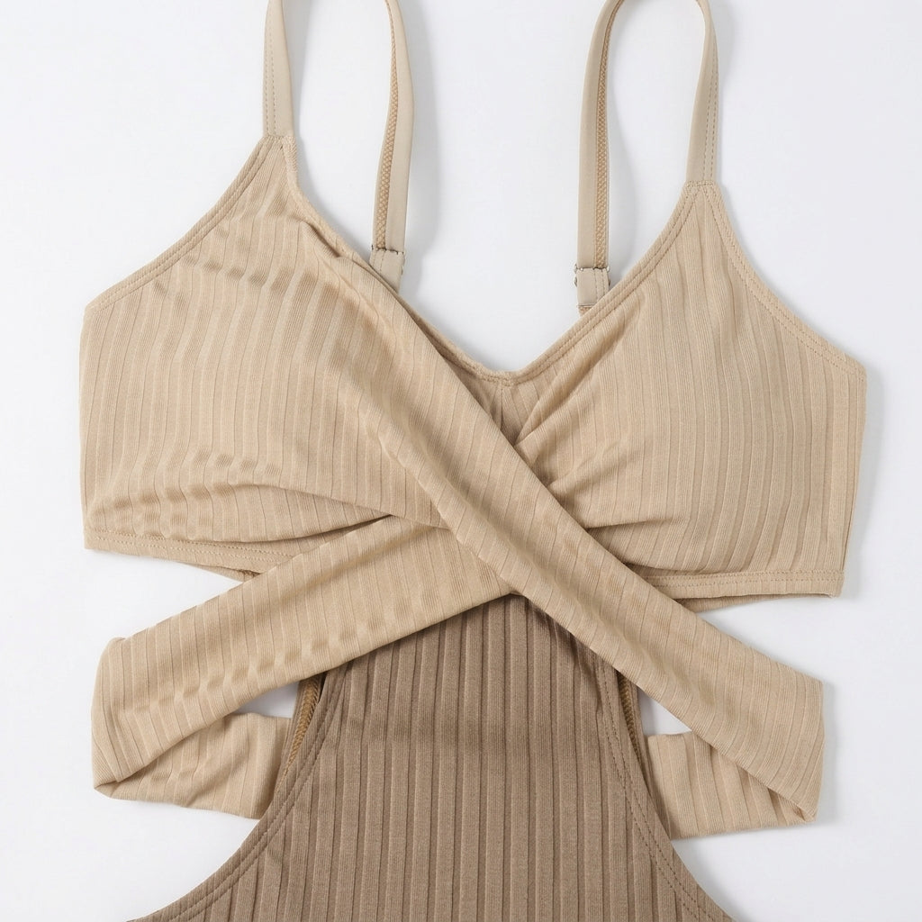Damen-Badeanzug mit Rippenstruktur, Cut-Out-Details und Wickel-Taille-Swimwear for women-Alpenkind