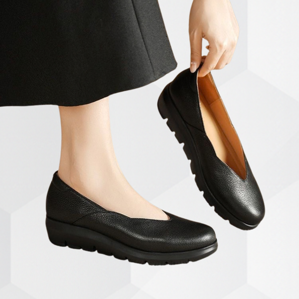 Damen-Ballerinas mit Keilsohle und V-Ausschnitt-Footwear for women-Alpenkind