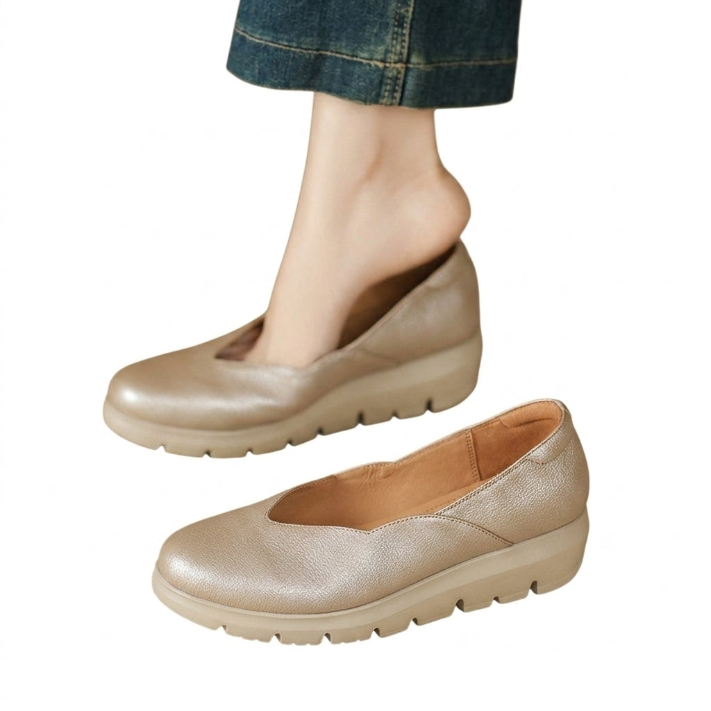 Damen-Ballerinas mit Keilsohle und V-Ausschnitt-Footwear for women-Alpenkind