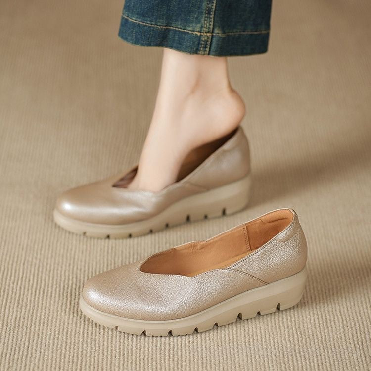 Damen-Ballerinas mit Keilsohle und V-Ausschnitt-Footwear for women-Alpenkind