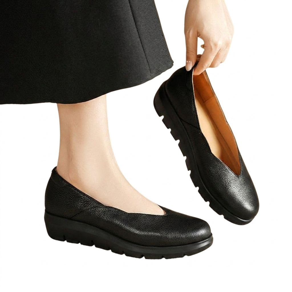 Damen-Ballerinas mit Keilsohle und V-Ausschnitt-Footwear for women-Alpenkind