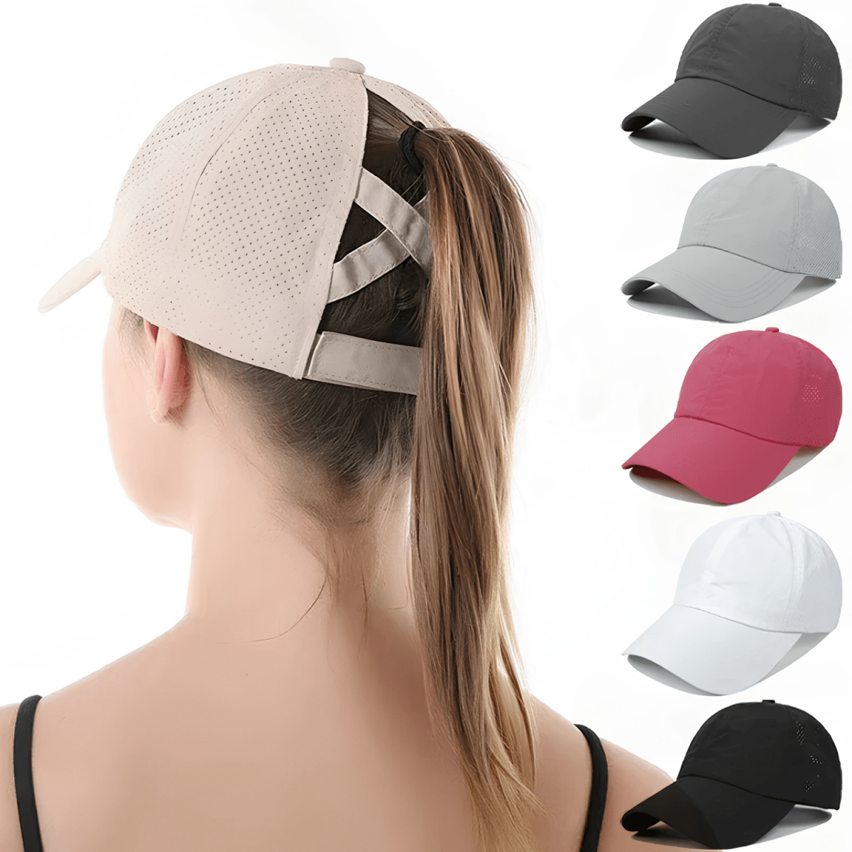 Damen Baseball-Cap für Pferdeschwanz mit Criss-Cross-Rückseite-Accessories for Women-Alpenkind