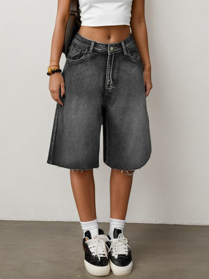 Damen Bermuda-Jeansshorts mit hoher Taille-Shorts for women-Alpenkind