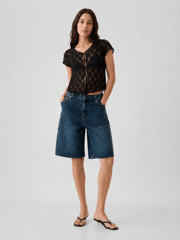 Damen Bermuda-Shorts aus Denim mit weitem Bein-Shorts for women-Alpenkind