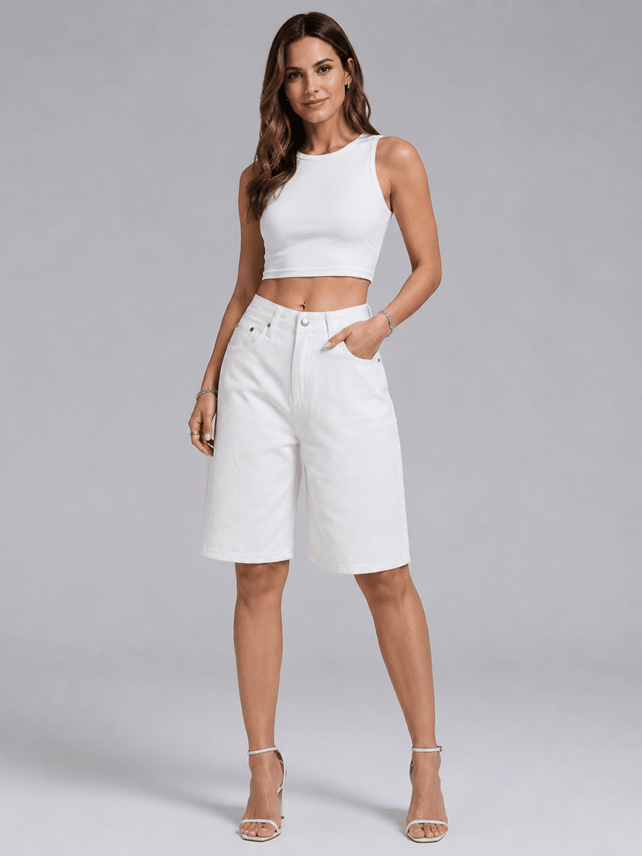 Damen Bermuda-Shorts aus Denim mit weitem Bein-Shorts for women-Alpenkind