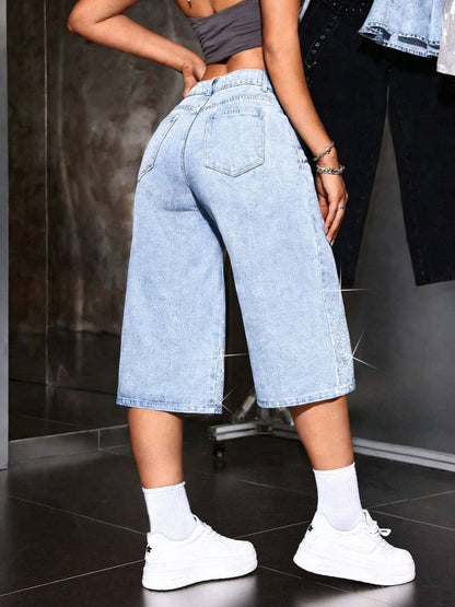 Damen Bermuda-Shorts mit hoher Taille und Strasssteinen-Shorts for women-Alpenkind