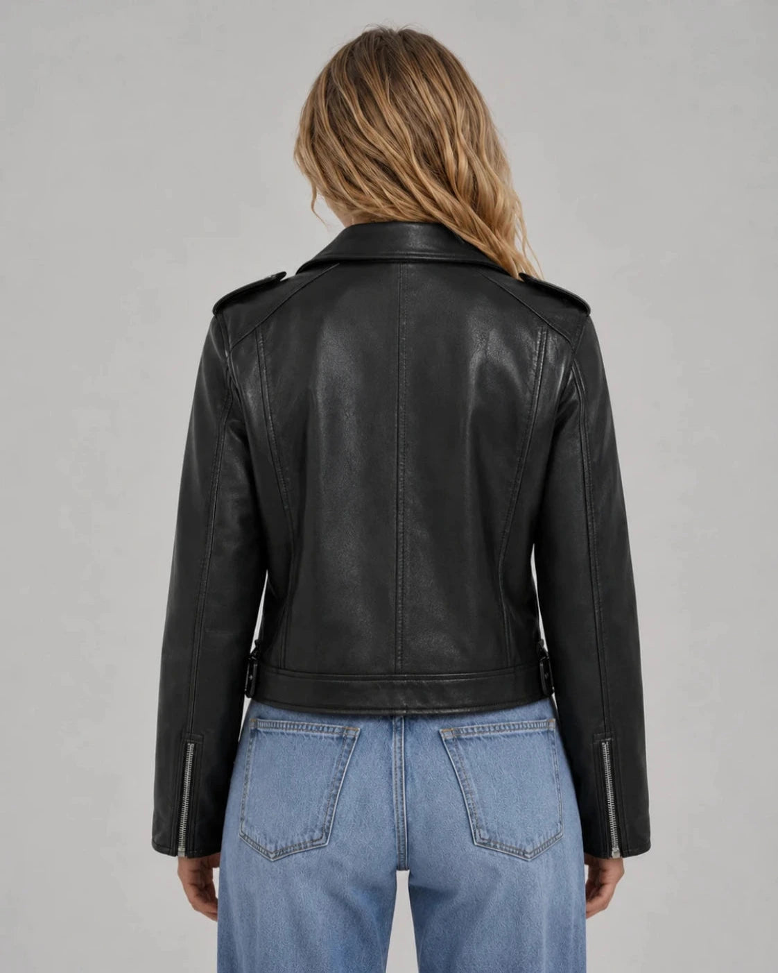 Damen-Bikerjacke mit asymmetrischem Reißverschluss und Gürtel-Jacket for women-Alpenkind
