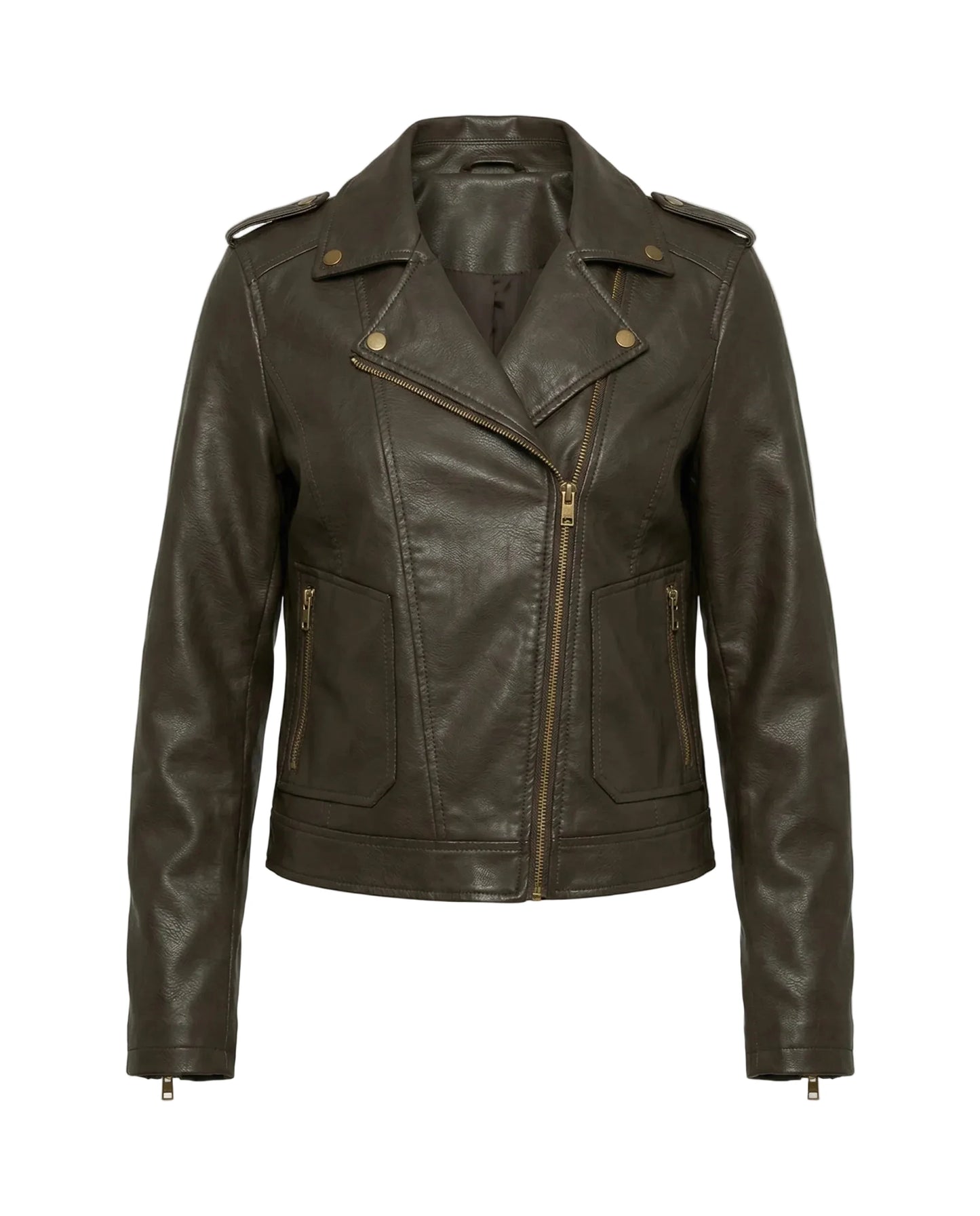 Damen Bikerjacke mit Schrägem Reißverschluss und Reverskragen-Women Sweaters-Alpenkind