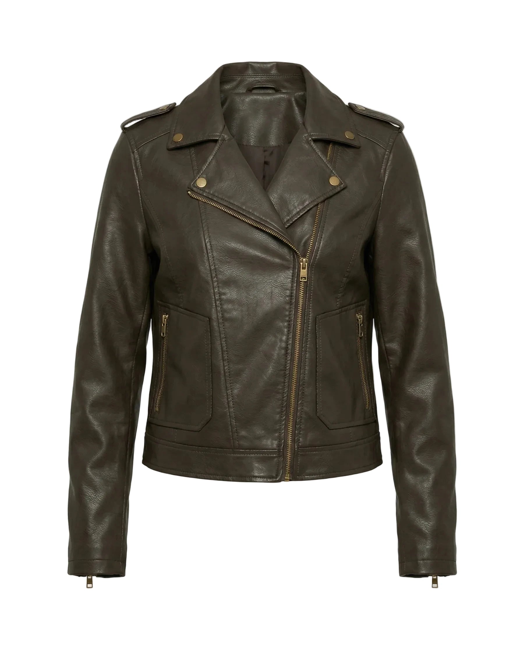 Damen Bikerjacke mit Schrägem Reißverschluss und Reverskragen-Women Sweaters-Alpenkind