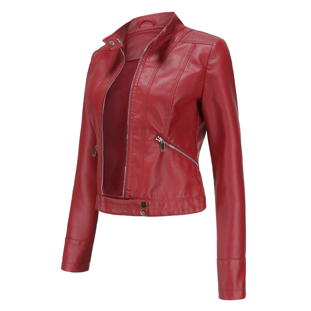 Damen Bikerjacke mit Stehkragen und Reißverschlüssen-Jacket for women-Alpenkind