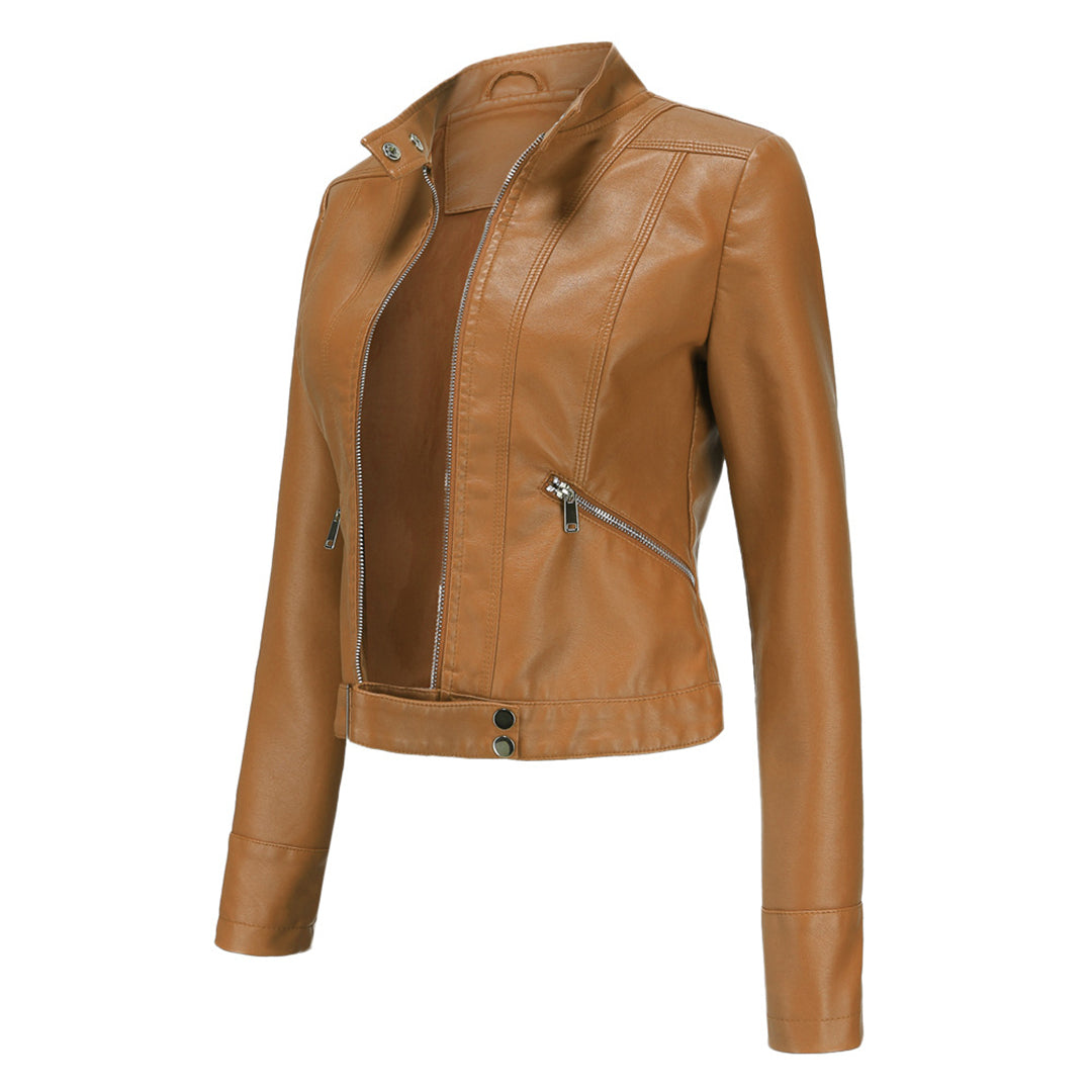 Damen Bikerjacke mit Stehkragen und Reißverschlüssen-Jacket for women-Alpenkind