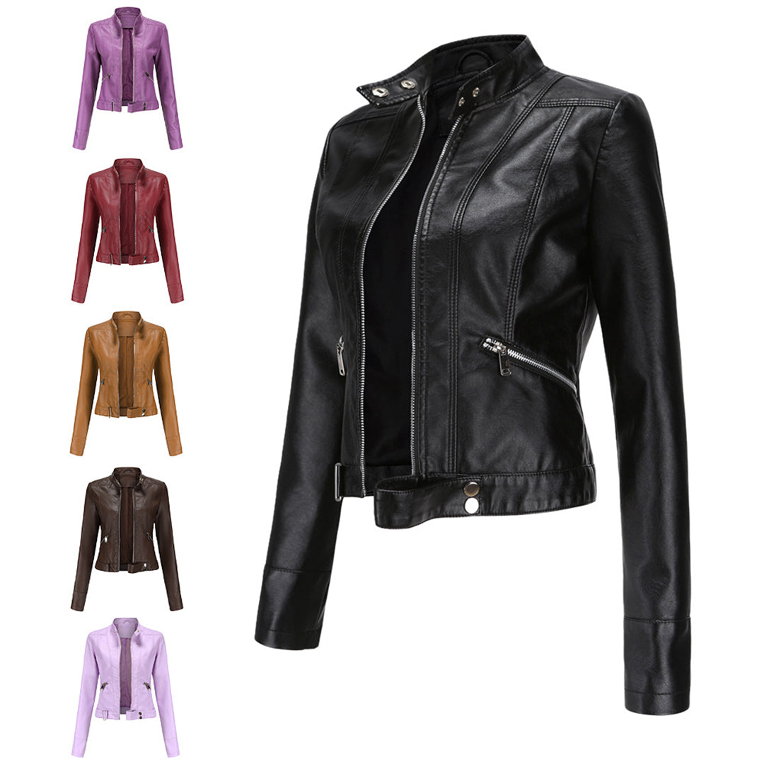 Damen Bikerjacke mit Stehkragen und Reißverschlüssen-Jacket for women-Alpenkind
