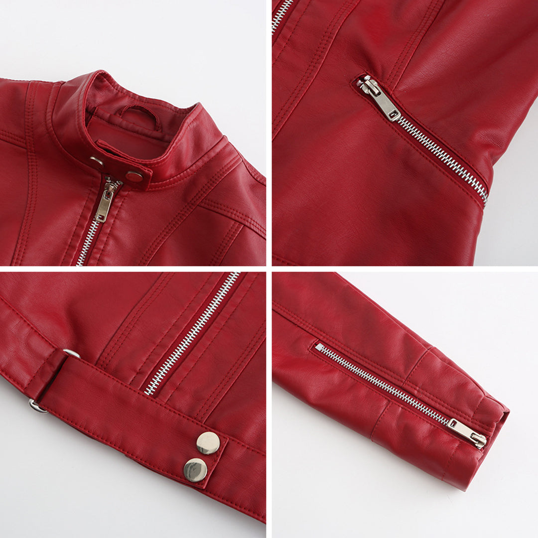 Damen Bikerjacke mit Stehkragen und Reißverschlüssen-Jacket for women-Alpenkind