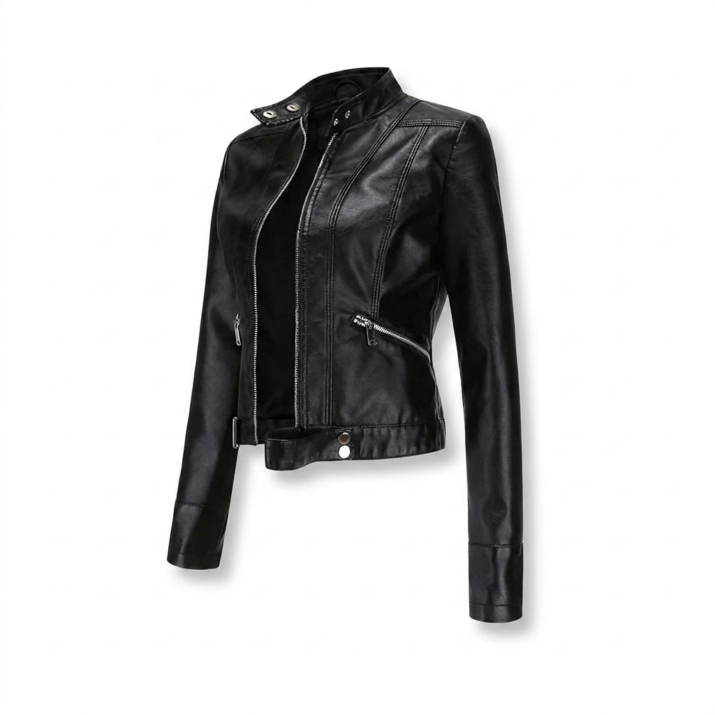 Damen Bikerjacke mit Stehkragen und Reißverschlüssen-Jacket for women-Alpenkind