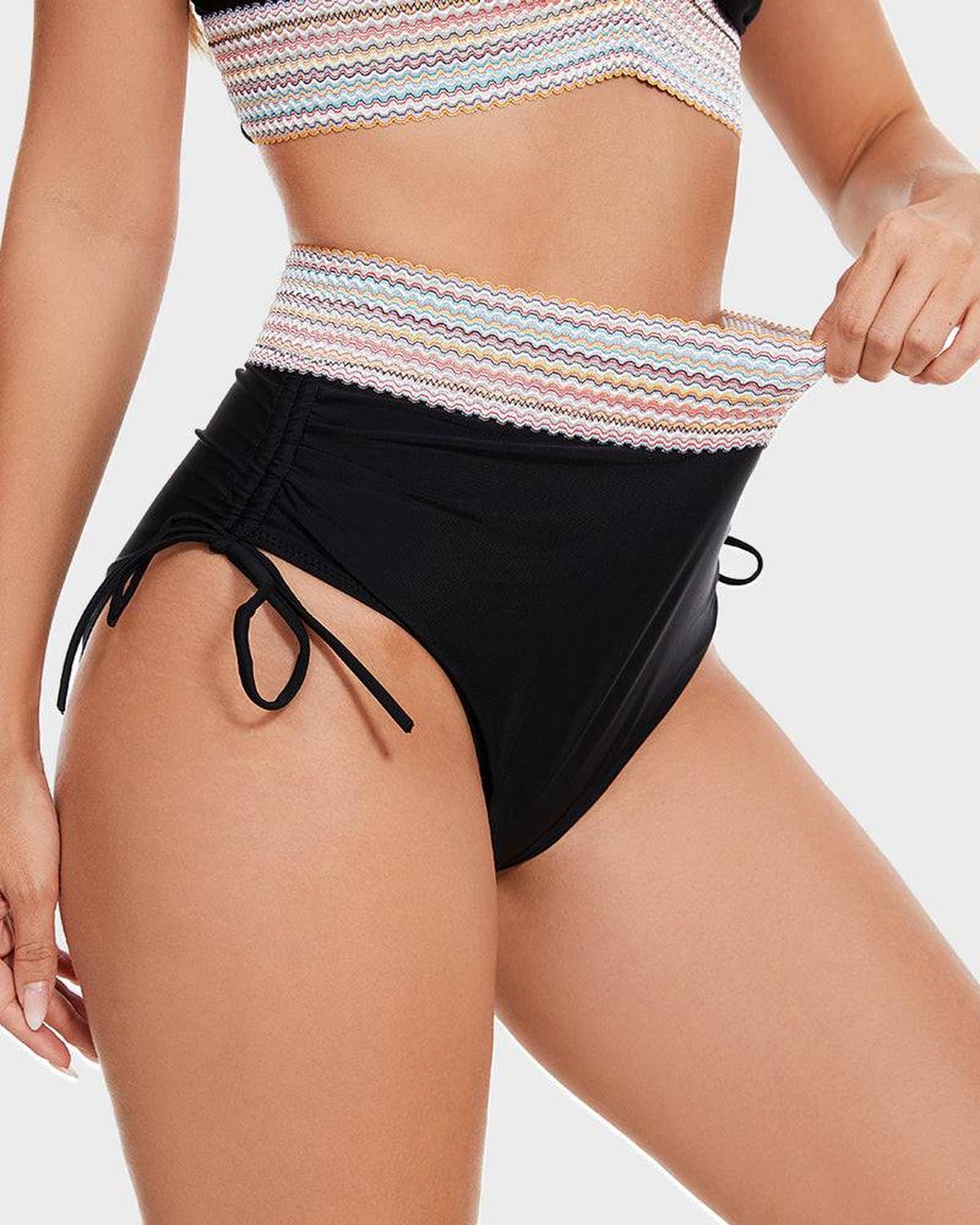 Damen-Bikini-Set mit Halterneck-Oberteil und hoch taillierter Hose mit seitlicher Raffung-Swimwear for women-Alpenkind