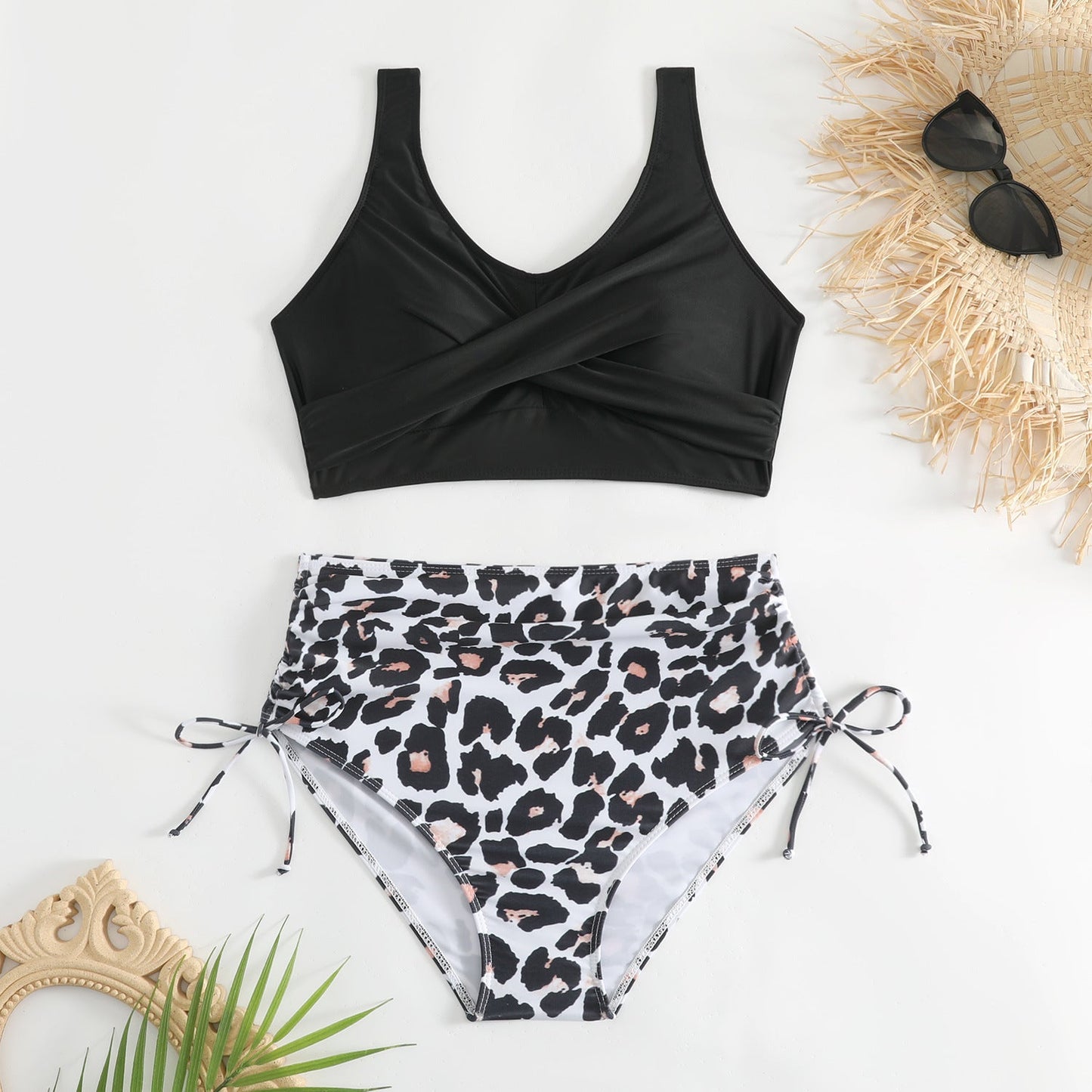 Damen-Bikini-Set mit hoher Taille und seitlichen Bindebändern-Swimwear for Women-Alpenkind