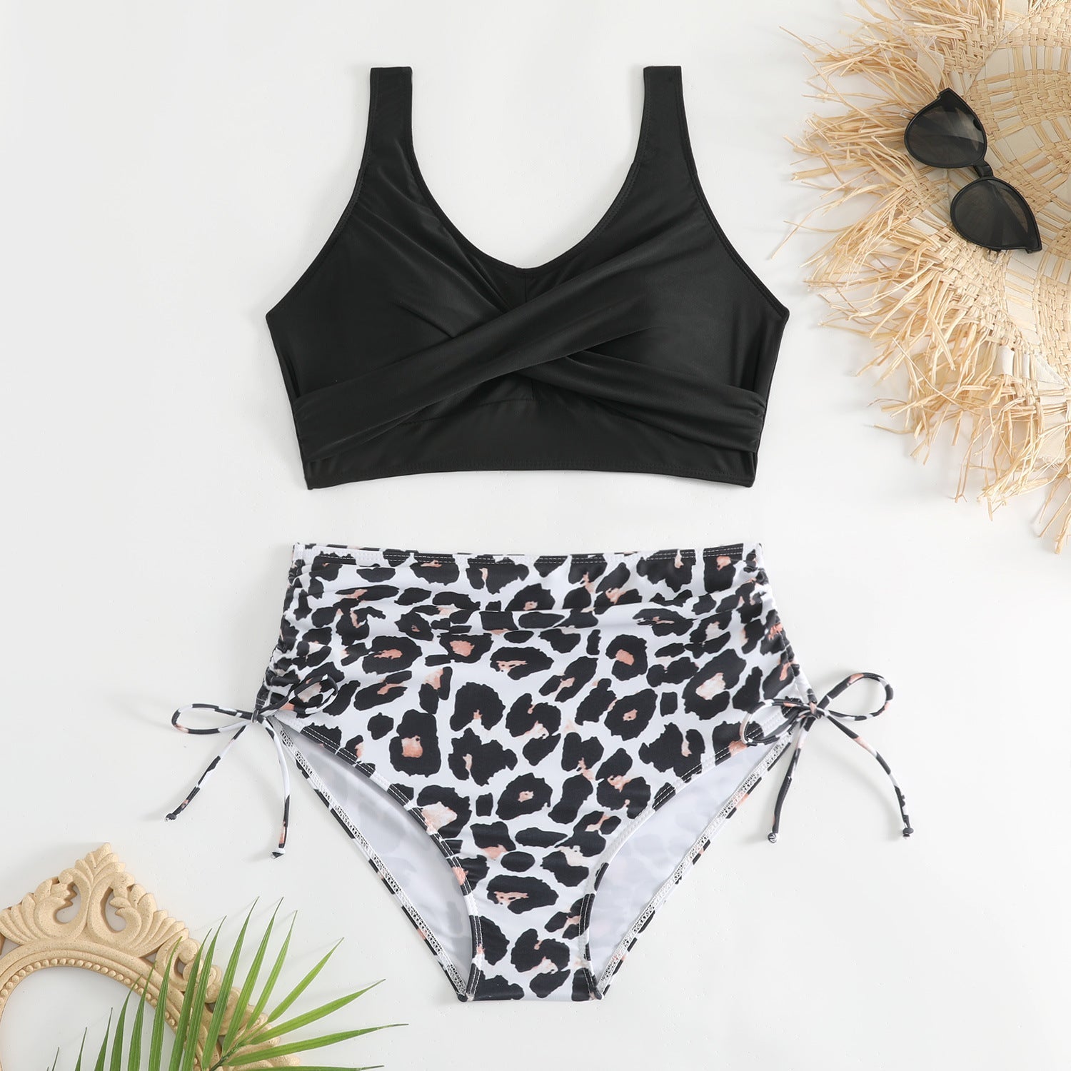 Damen-Bikini-Set mit hoher Taille und seitlichen Bindebändern-Swimwear for Women-Alpenkind