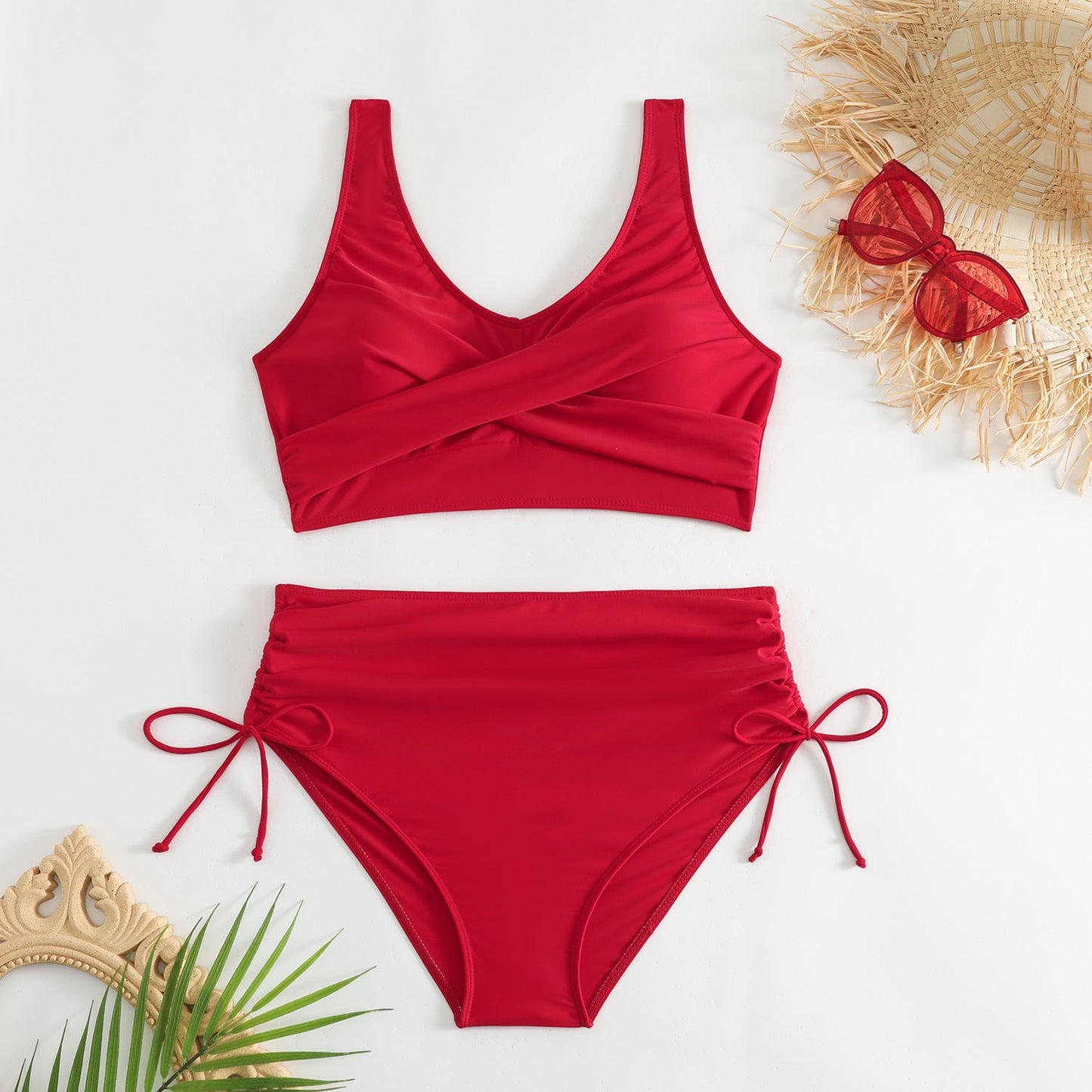 Damen-Bikini-Set mit hoher Taille und seitlichen Bindebändern-Swimwear for Women-Alpenkind