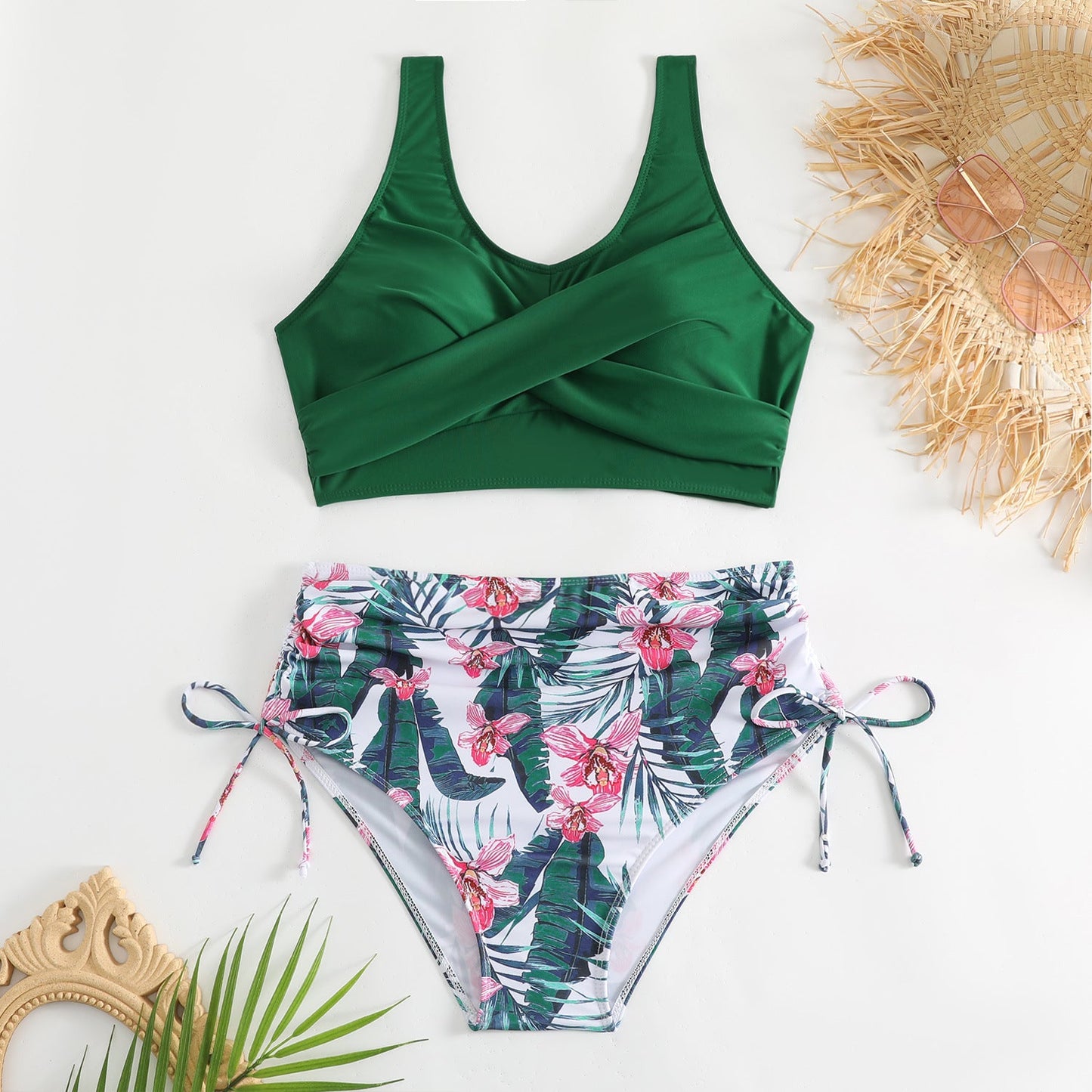 Damen-Bikini-Set mit hoher Taille und seitlichen Bindebändern-Swimwear for Women-Alpenkind