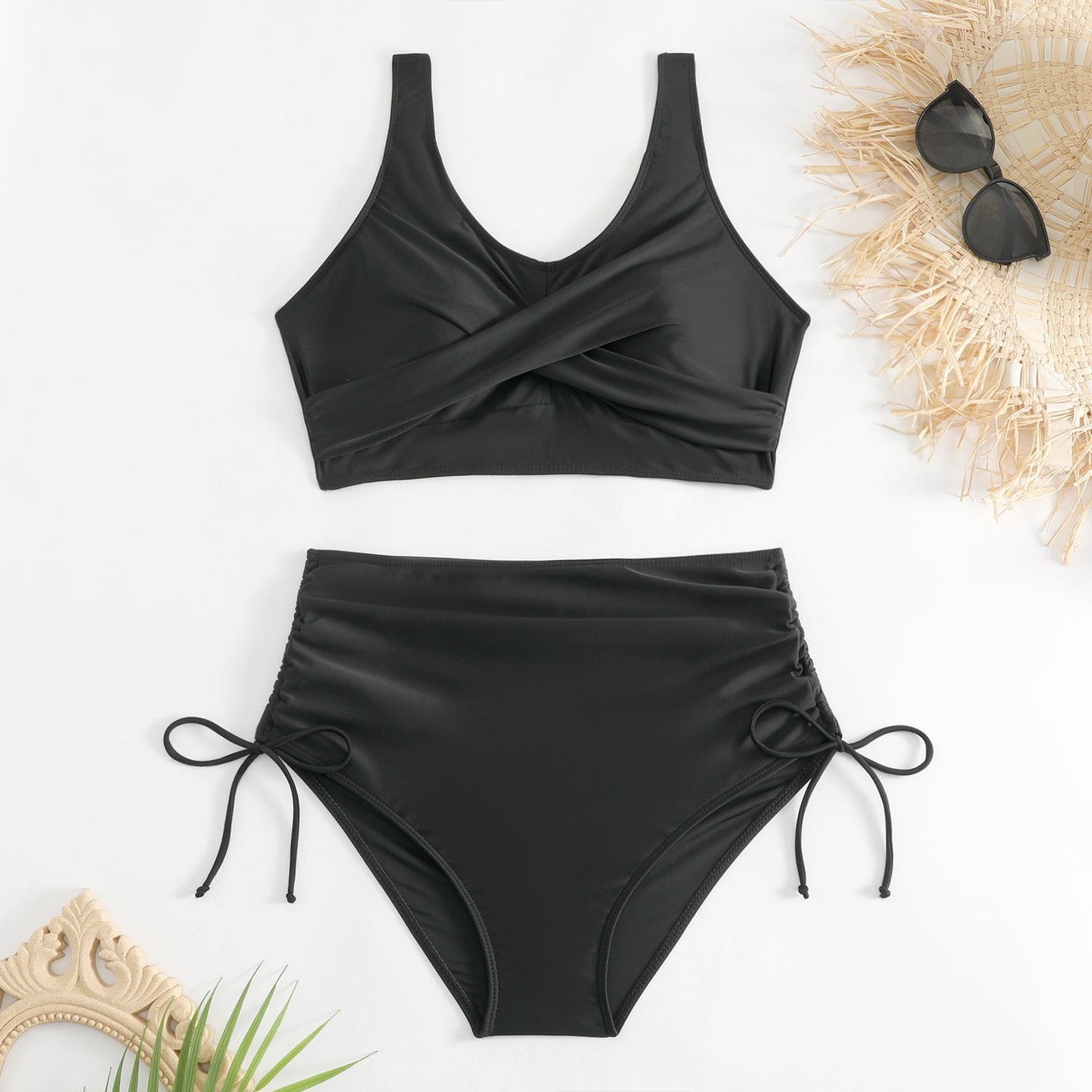 Damen-Bikini-Set mit hoher Taille und seitlichen Bindebändern-Swimwear for Women-Alpenkind