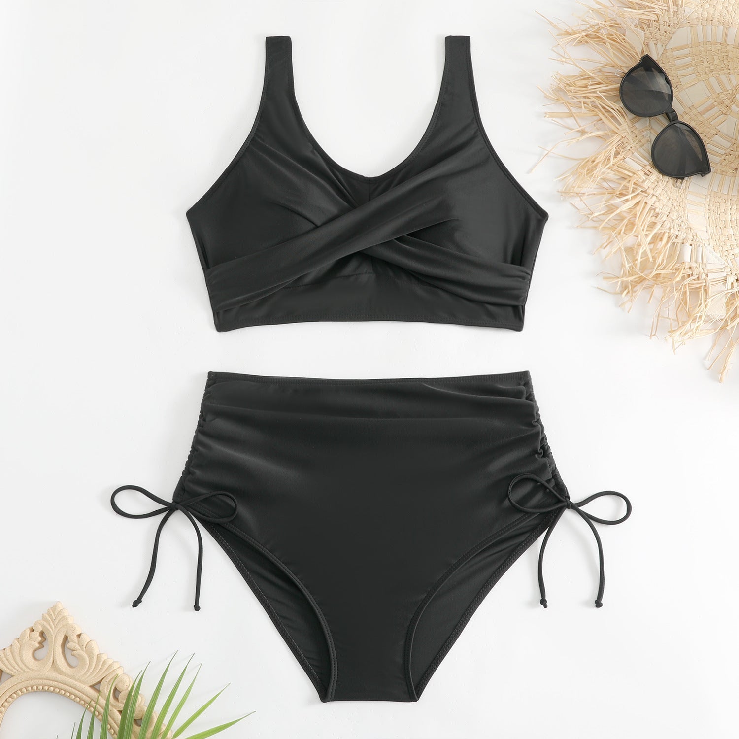 Damen-Bikini-Set mit hoher Taille und seitlichen Bindebändern-Swimwear for Women-Alpenkind