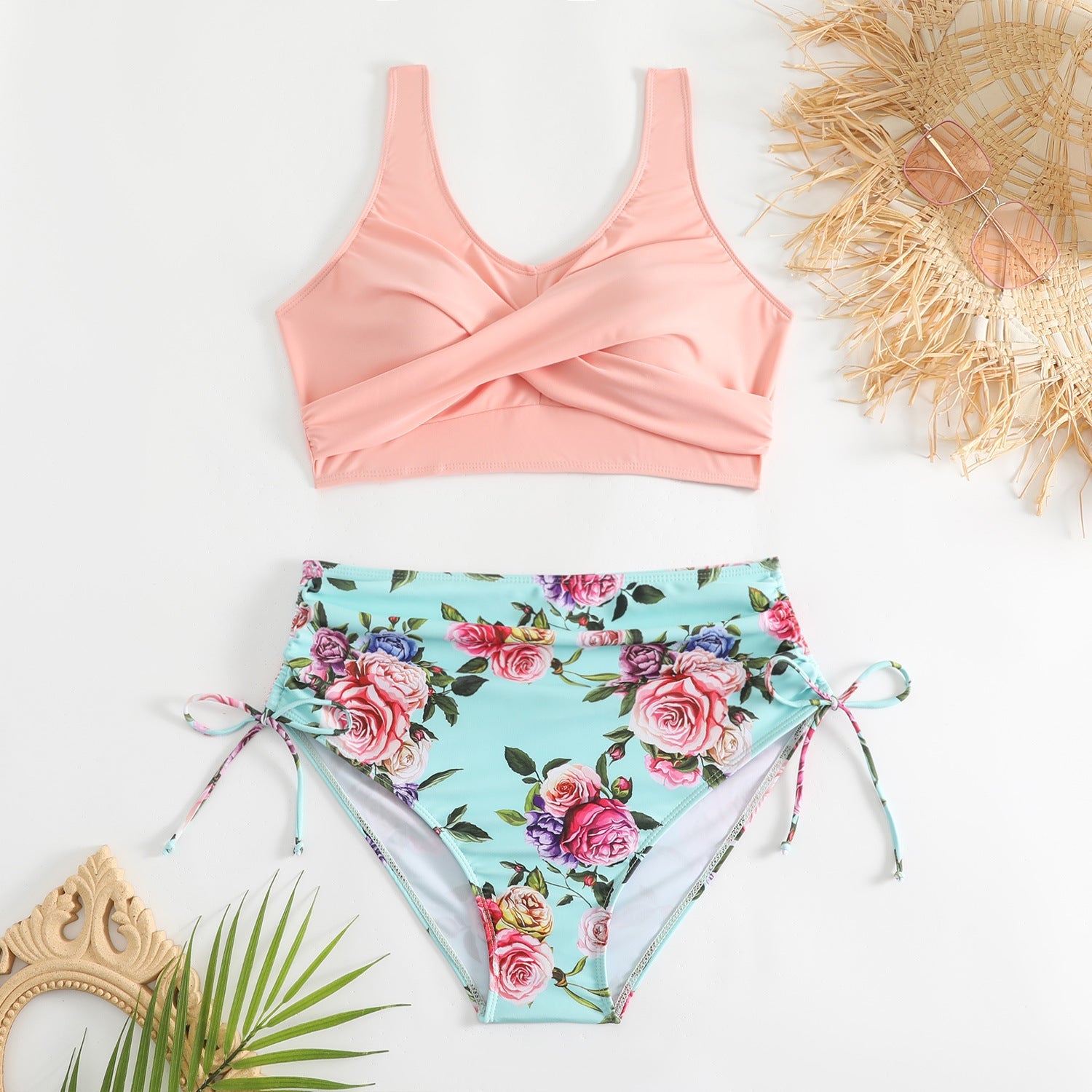 Damen-Bikini-Set mit hoher Taille und seitlichen Bindebändern-Swimwear for Women-Alpenkind