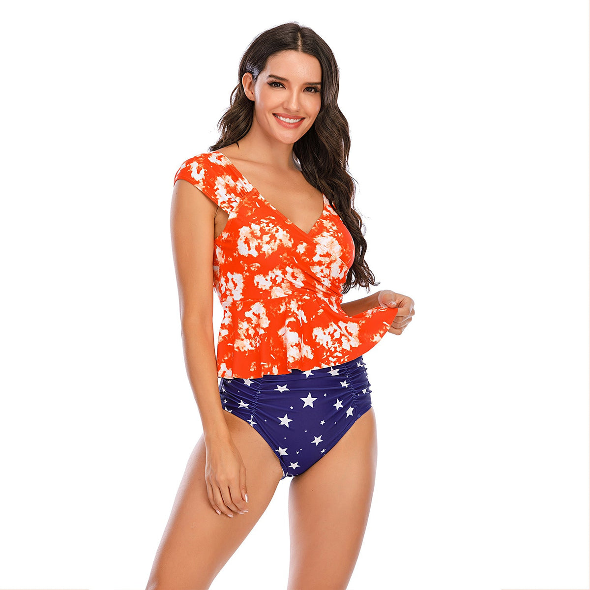 Damen-Bikini-Set mit Schößchen und Sternenmuster-Swimwear for Women-Alpenkind