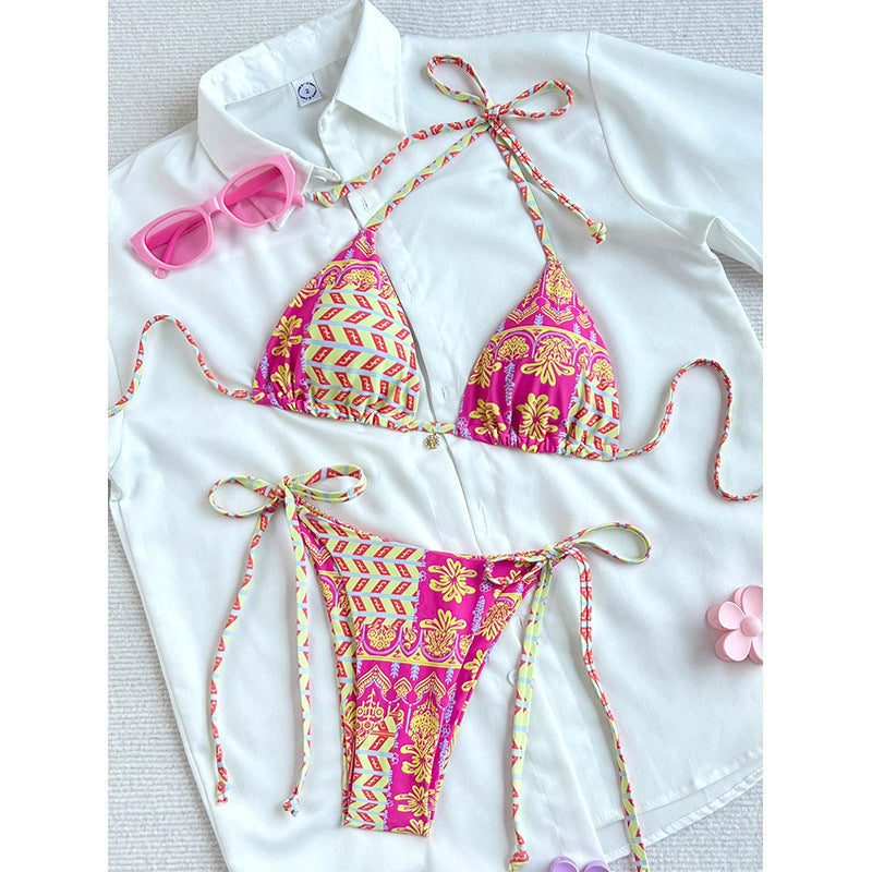 Damen-Bikini-Set mit Triangel-Oberteil und Muster-Swimwear for women-Alpenkind