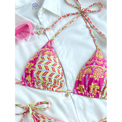 Damen-Bikini-Set mit Triangel-Oberteil und Muster-Swimwear for women-Alpenkind