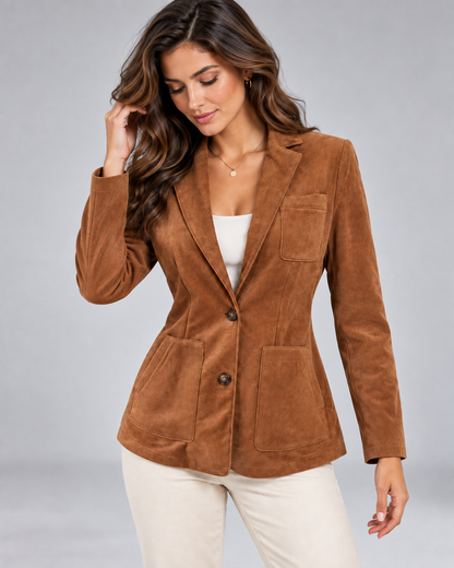 Damen-Blazer in Wildlederoptik mit aufgesetzten Taschen-Blazers for women-Alpenkind
