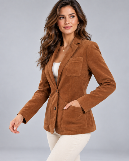 Damen-Blazer in Wildlederoptik mit aufgesetzten Taschen-Blazers for women-Alpenkind
