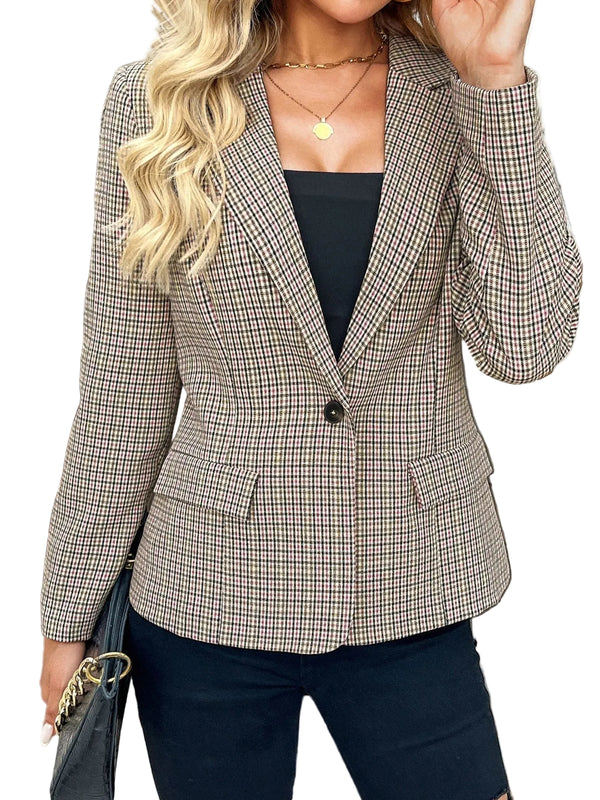 Damen Blazer mit fallendem Revers, Ein-Knopf-Verschluss und langen Ärmeln