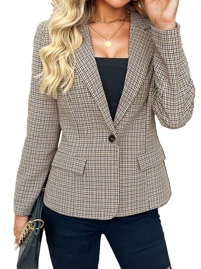 Damen Blazer mit fallendem Revers, Ein-Knopf-Verschluss und langen Ärmeln