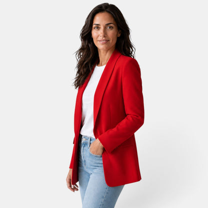 Damen-Blazer mit offenem Vorderteil und Pattentaschen-Blazer for women-Alpenkind