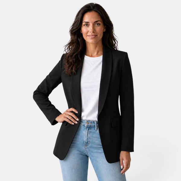 Damen-Blazer mit offenem Vorderteil und Pattentaschen-Blazer for women-Alpenkind