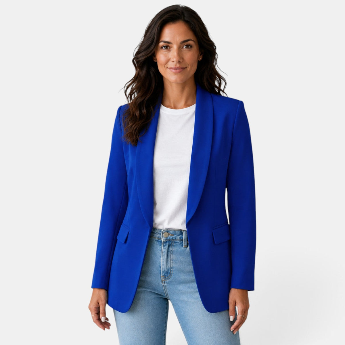 Damen-Blazer mit offenem Vorderteil und Pattentaschen-Blazer for women-Alpenkind