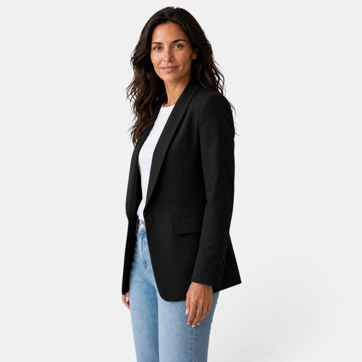 Damen-Blazer mit offenem Vorderteil und Pattentaschen-Blazer for women-Alpenkind