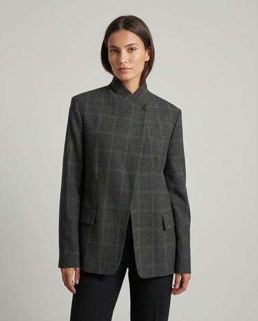 Damen Blazer mit Stehkragen und asymmetrischem Verschluss