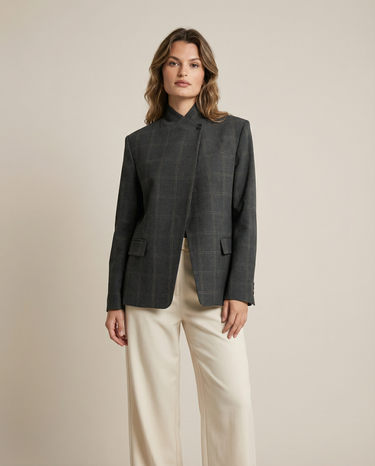 Damen Blazer mit Stehkragen und asymmetrischem Verschluss