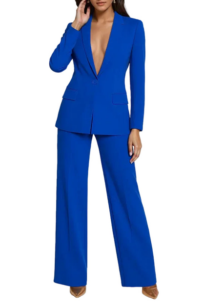 Damen Blazer und Hose Set mit Knopfverschluss-Sets for women-Alpenkind