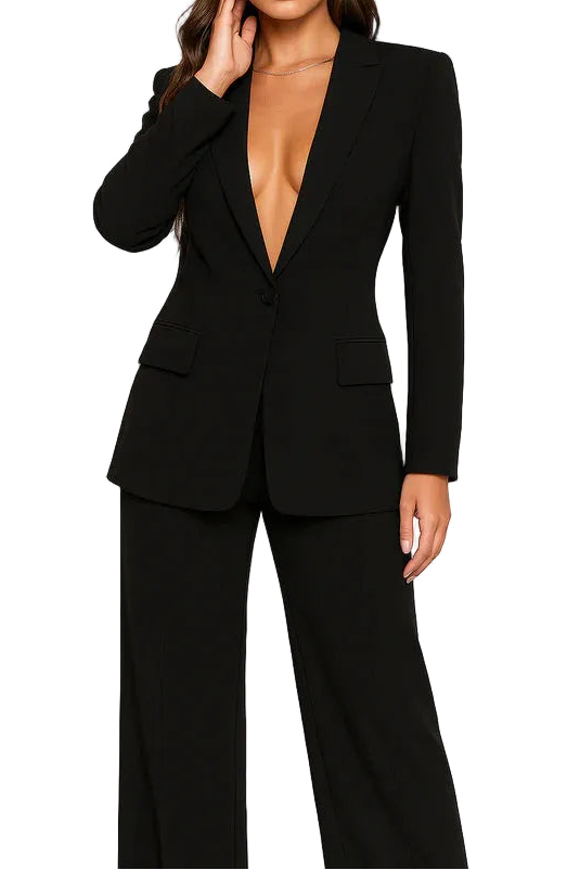 Damen Blazer und Hose Set mit Knopfverschluss-Sets for women-Alpenkind