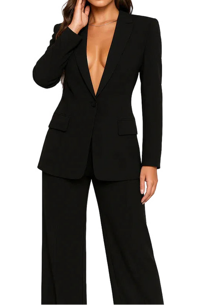 Damen Blazer und Hose Set mit Knopfverschluss-Sets for women-Alpenkind